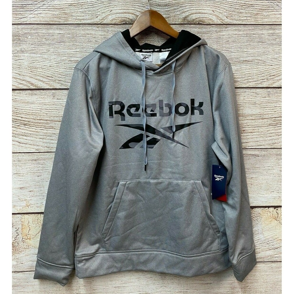 Reebok Training Hoodie Sweatshirt Mens Large S Heather Pullover Fleece Camo New